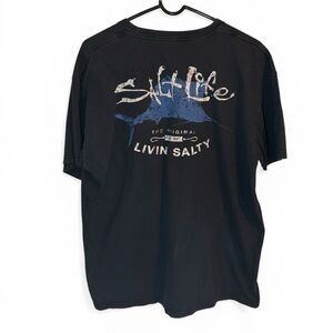 Salt Life Men’s Navy Blue 'Livin Salty' Graphic Tee Sz Large